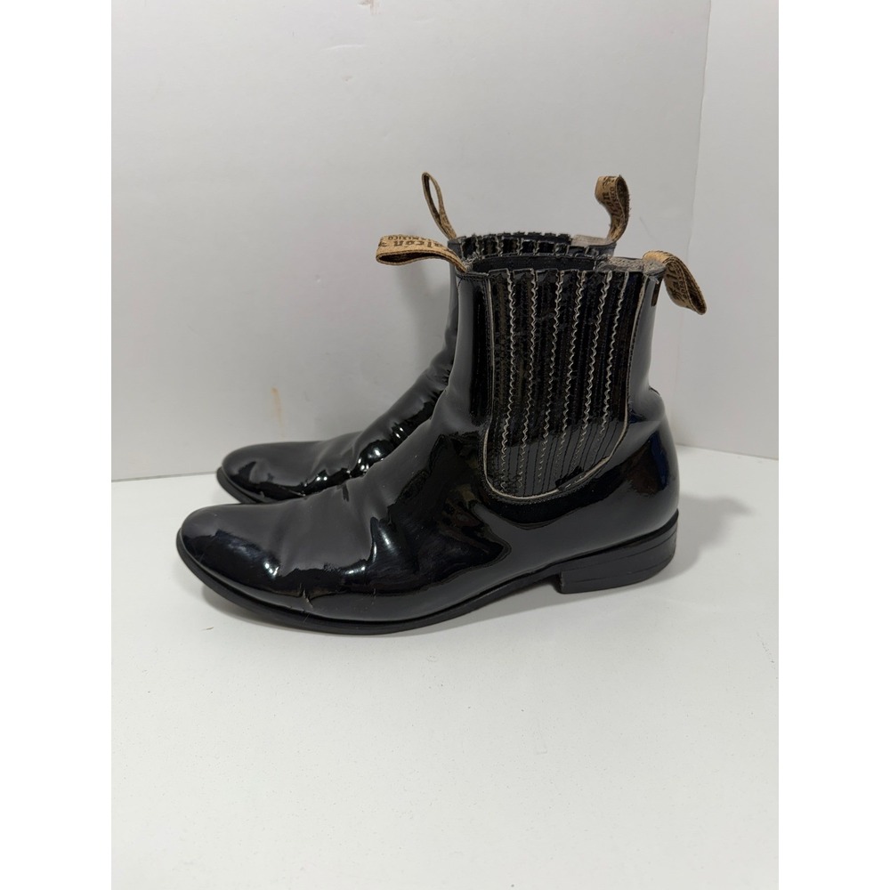Falcon Bota y Botin Black Patent Leather Chelsea Boots Made Mexico‎ rodeo boots - Picture 4 of 11